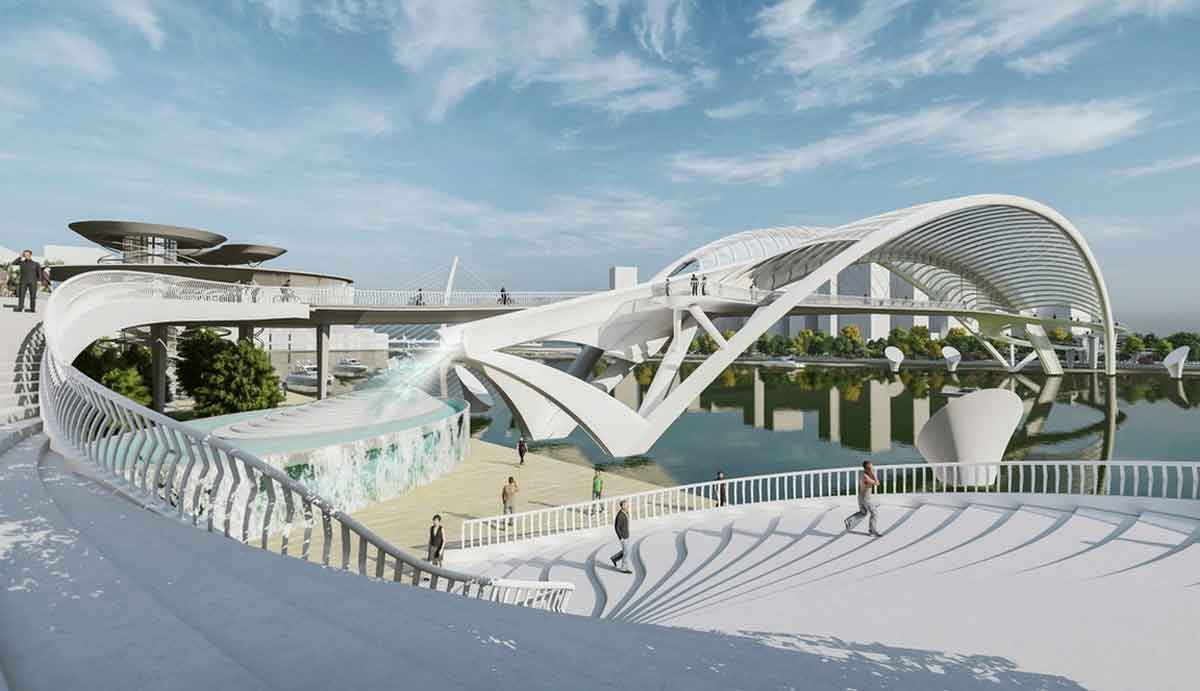 Phối cảnh cầu đi bộ. Ảnh: Liên danh Chodai - Takashi Niwa Architects và Chodai Kisojiban Việt Nam