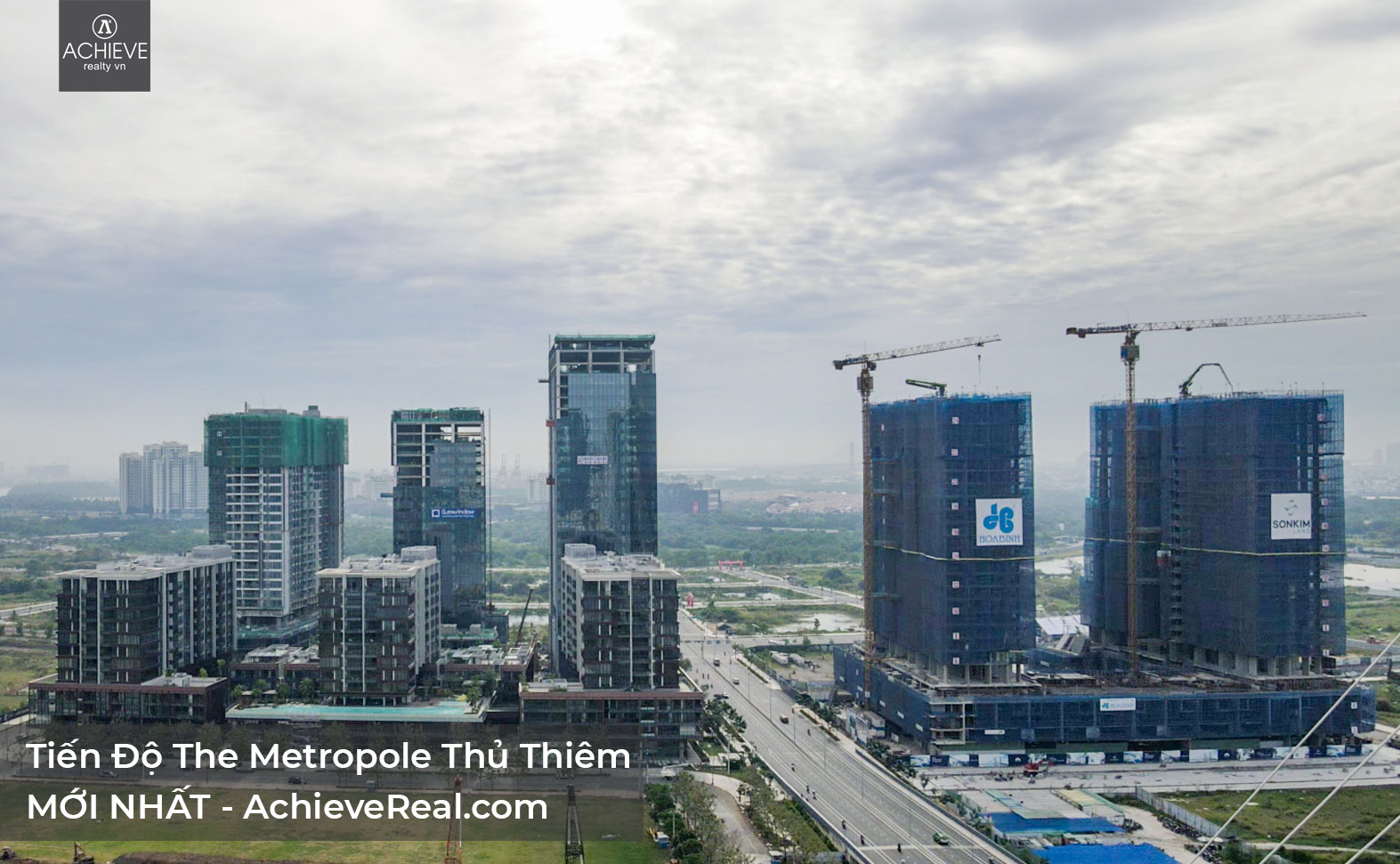 Latest Progress of The Metropole Thủ Thiêm Project in January 2023  The  Opera Residences and The Halmark Building A-Grade Office Towers Roofing  CompletedLatest Progress of The Metropole Thủ Thiêm Project in