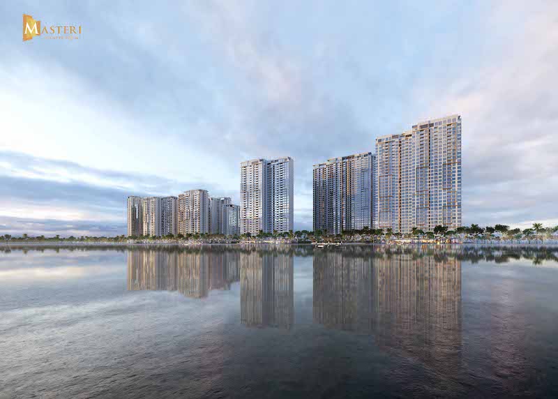 Tổng quan dự án Masteri Center Point nhìn từ biển hồ công viên Vinhomes Grand Park Quận 9