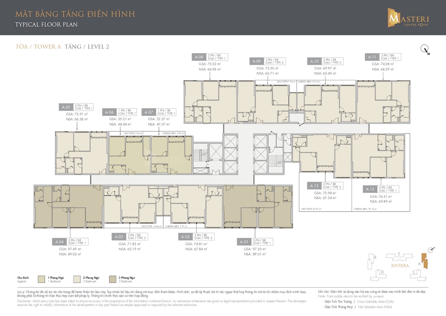  Mặt bằng tầng 2 Masteri Centre Point Quận 9 tháp A