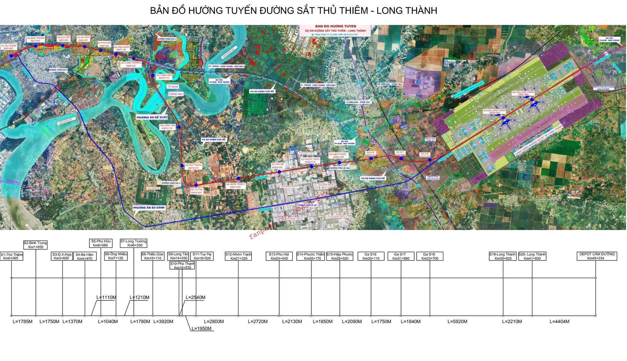 đường sắt Thủ Thiêm Long Thành bản đồ ga 2026