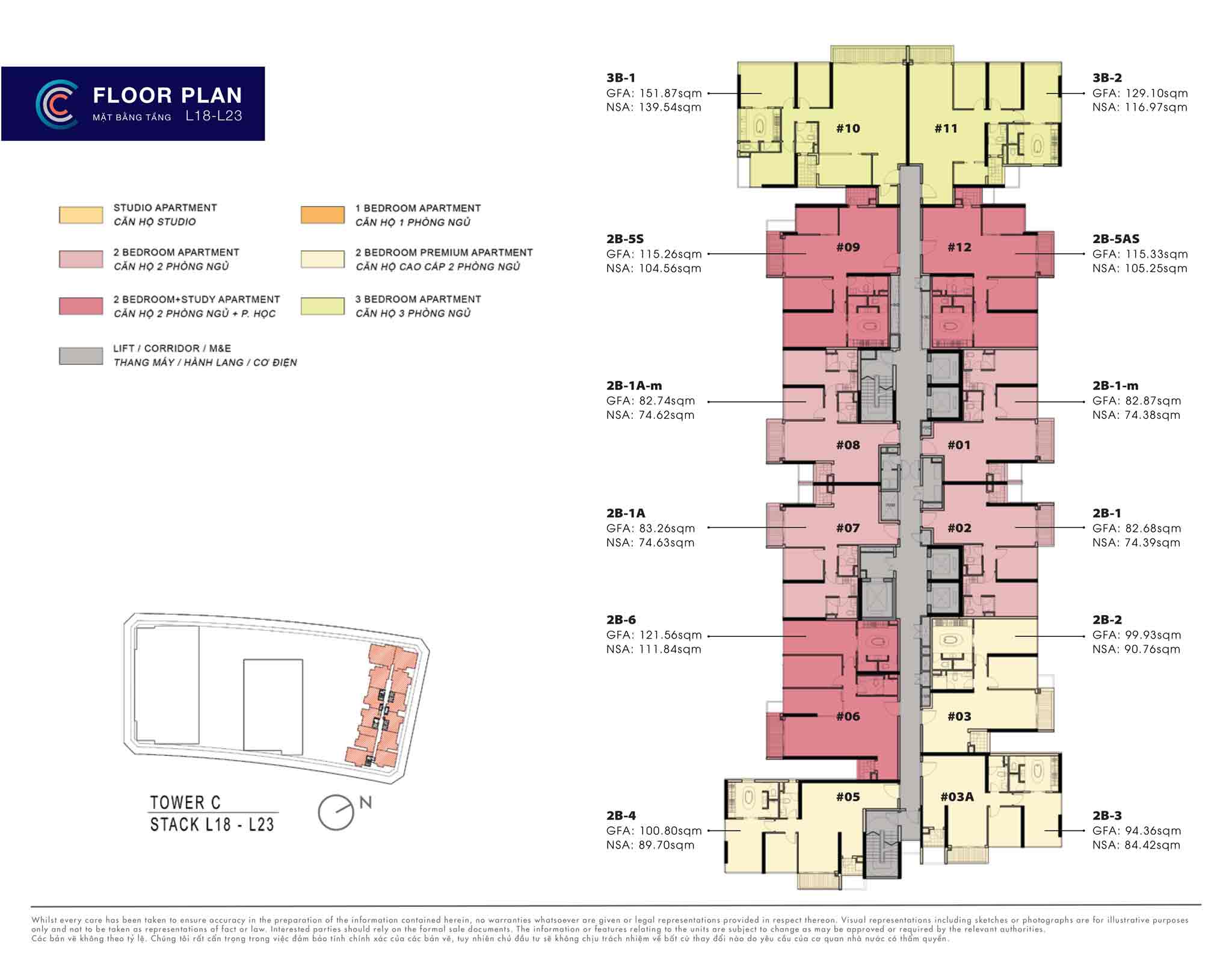 Mặt bằng tầng Crest Residence L18 -L23