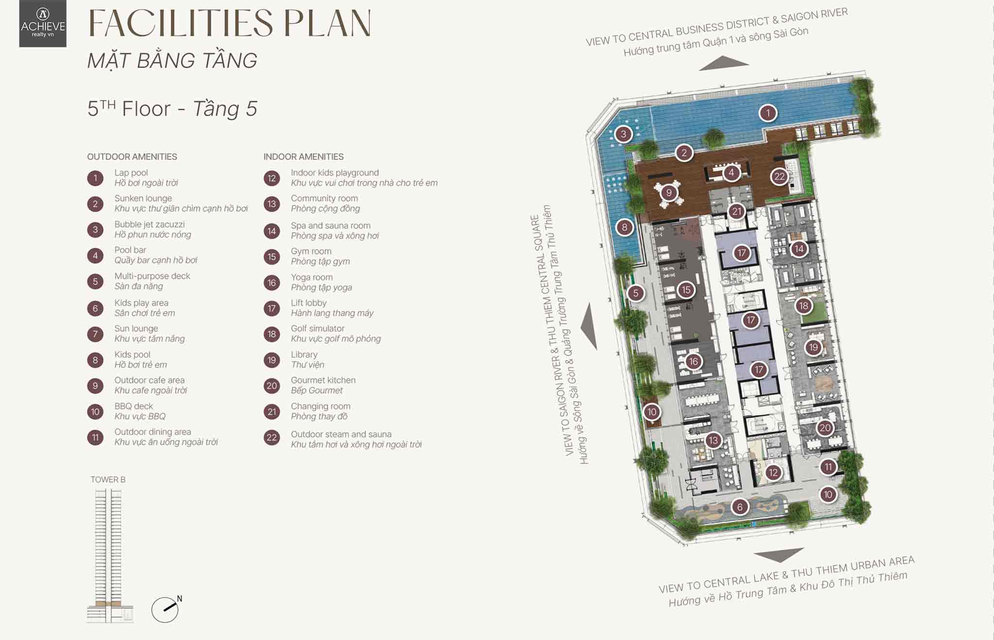 Mặt bằng tầng 5 The OpusK Residence | The Metropole Thủ Thiêm