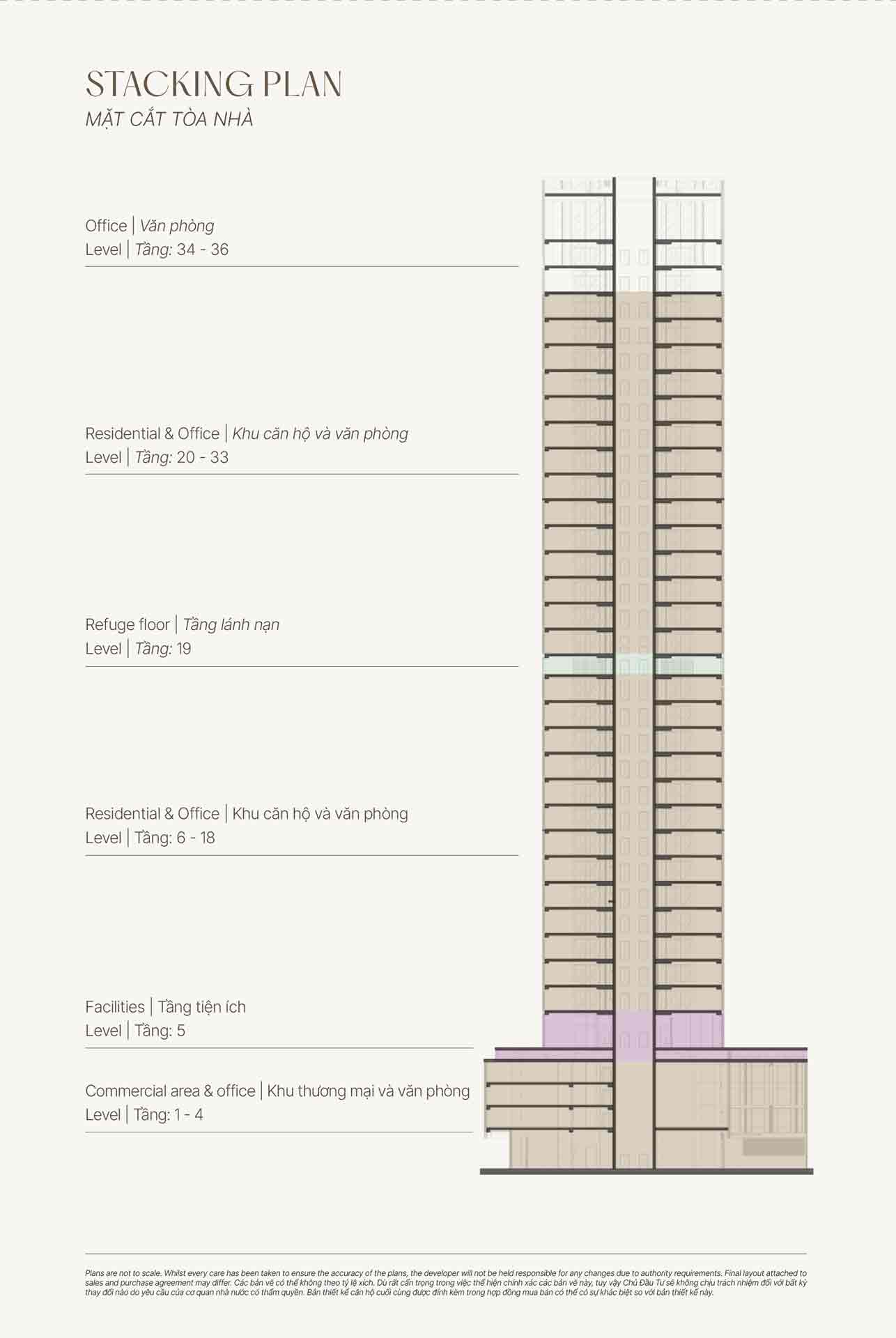 Mặt cắt đứng The OpusK Residence | The Metropole Thủ Thiêm