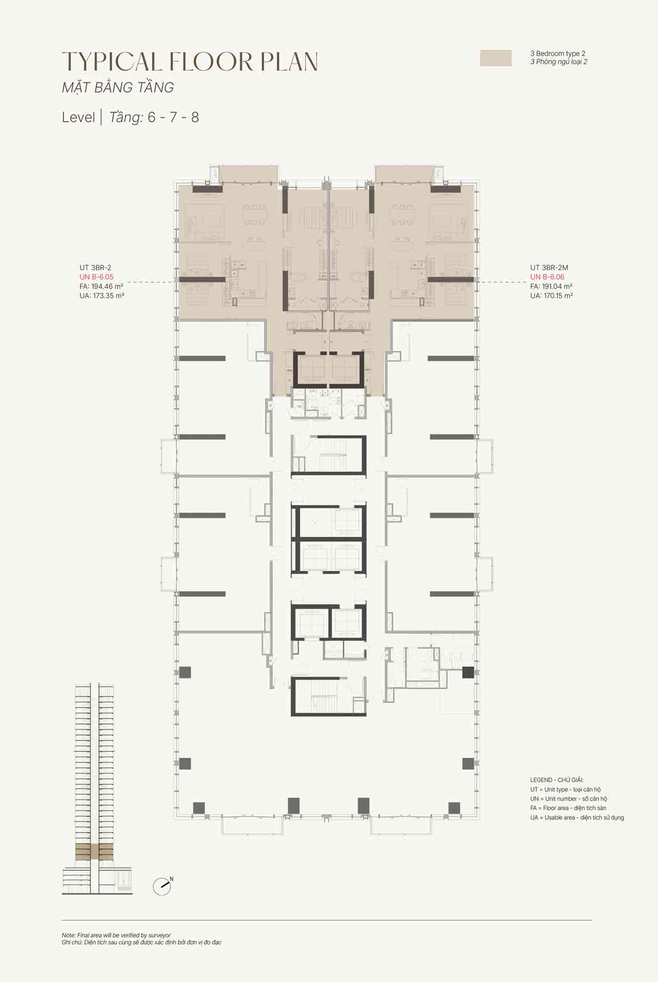 Mặt bằng tầng 6 - 7 -8 Chung cư The OpusK