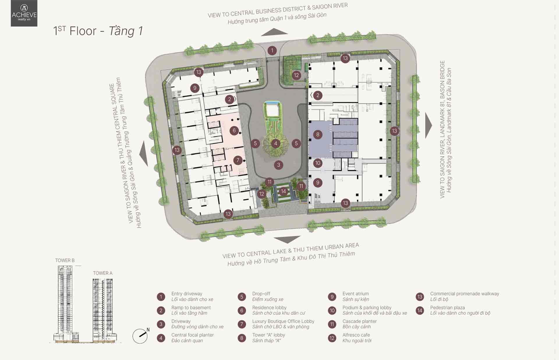 Mặt bằng tầng 1 The OpusK Residence | The Metropole Thủ Thiêm