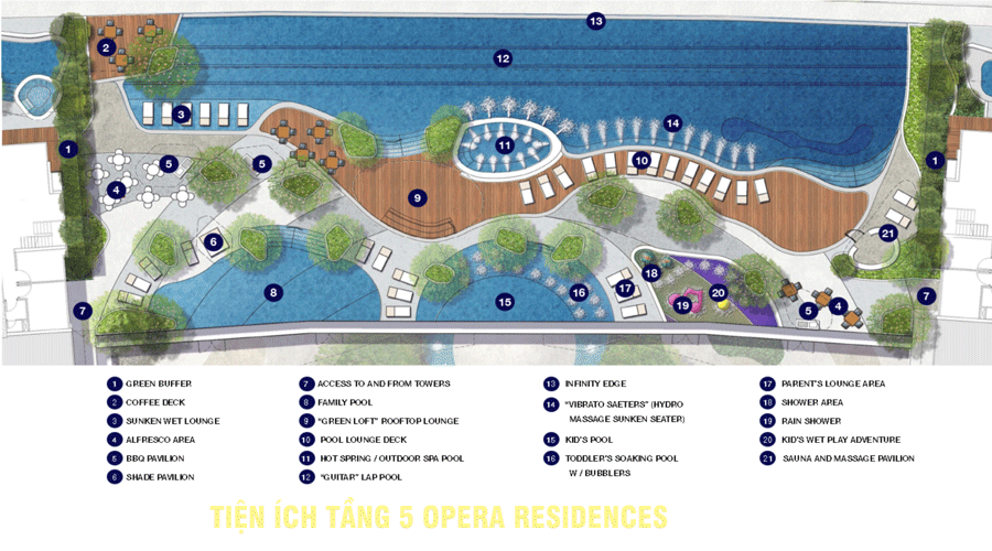 Mặt bằng tiện ích tầng 5 tại Opera Residences