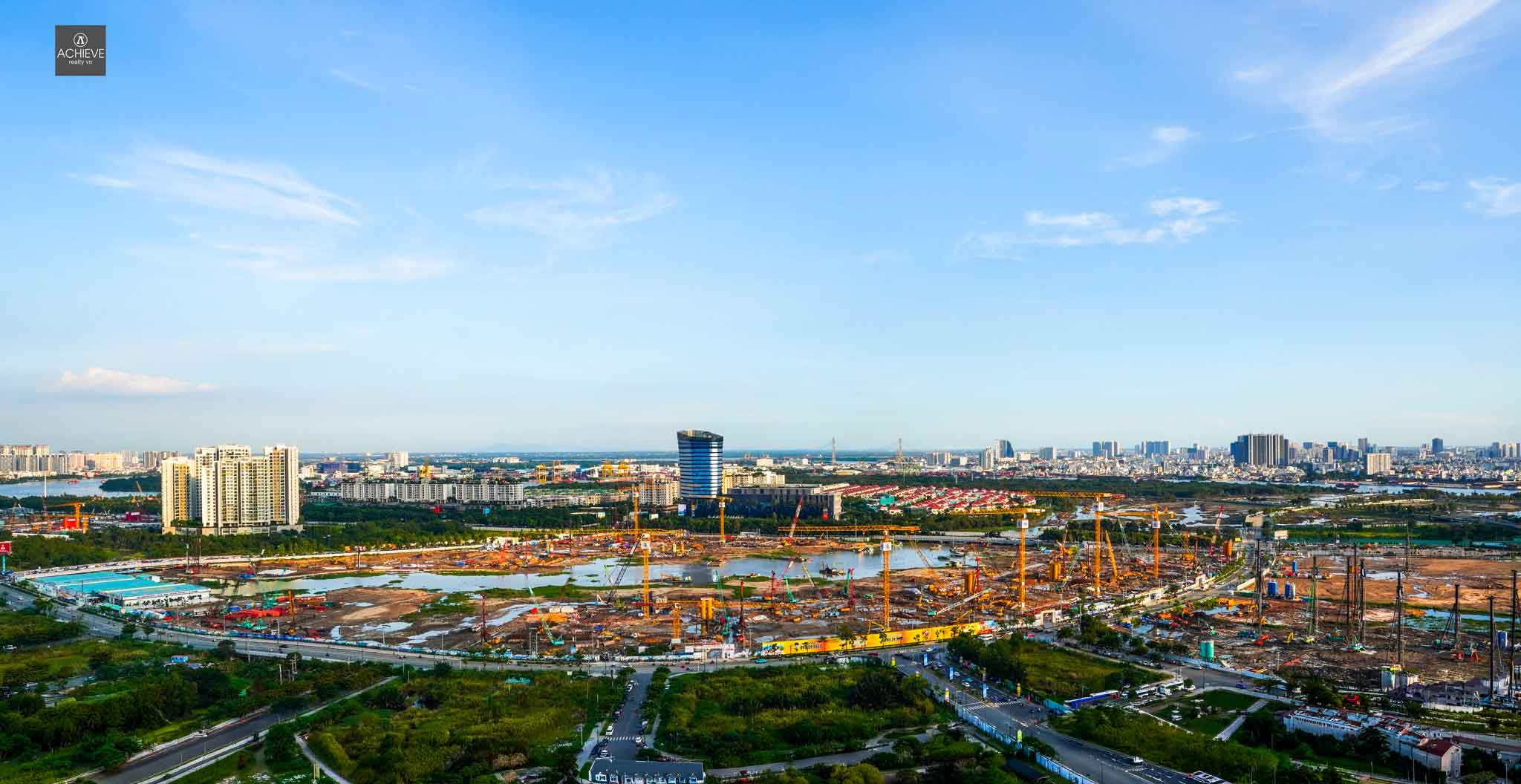 Toàn cảnh công trường Trung tâm hành chính TP.HCM tại Thủ Thiêm chụp ngày 14/10/2026