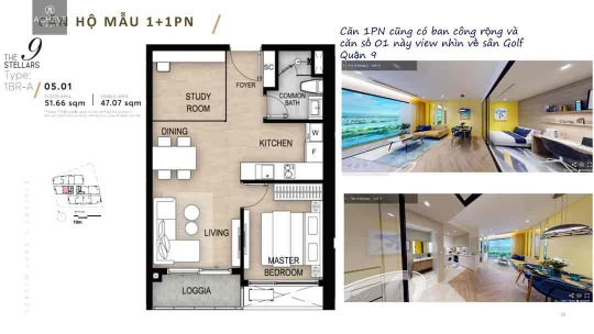 VR Tour - Căn 1 phòng ngủ dự án The 9 Stellars 