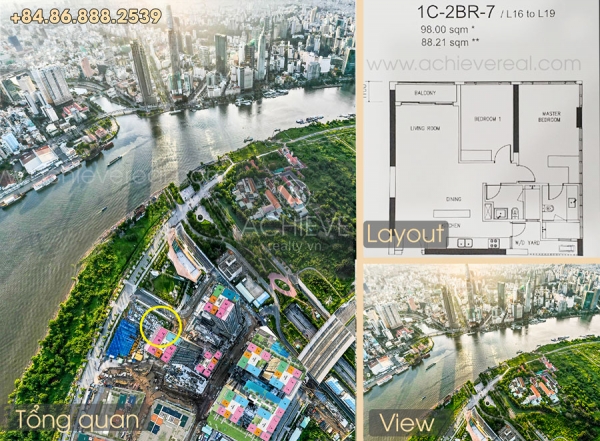 Bán 2 phòng ngủ Empire City Tilia Residences 98m2 view sông Sài Gòn 