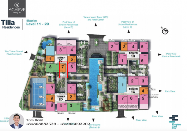 Bán 2 phòng ngủ Empire City Thủ Thiêm tháp Tilia Residences 92.33 m2 - T1C.1x.5  EC034